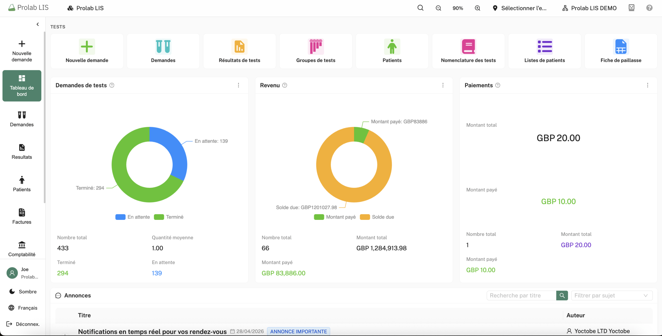 Lab Module Dashboard Laboratory Information System » Yoctobe